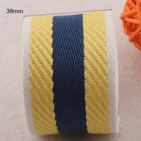 38mm jacquard webbing ribbon navy blue yellow striped white twill bag purse straps totes belts tape bag handle camera strap