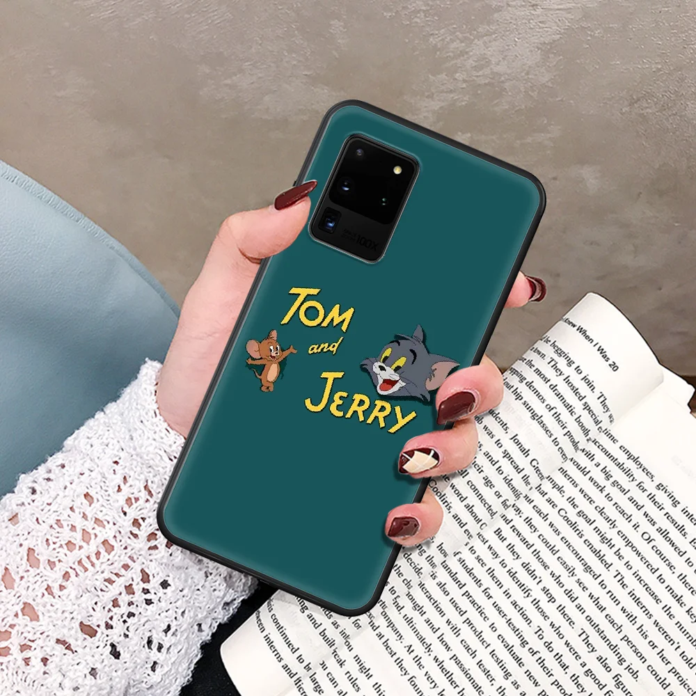 

Cartoon Cute Tom Cat Tom Jerry Mouse Phone Case For Samsung Galaxy Note S 8 9 10 20 Plus E Lite Uitra black Waterproof Silicone