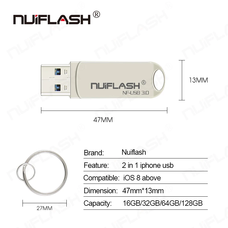Флэш накопитель USB с реальной емкостью для iPhone 32 ГБ 64 128 флэш 3 0 высокого качества U