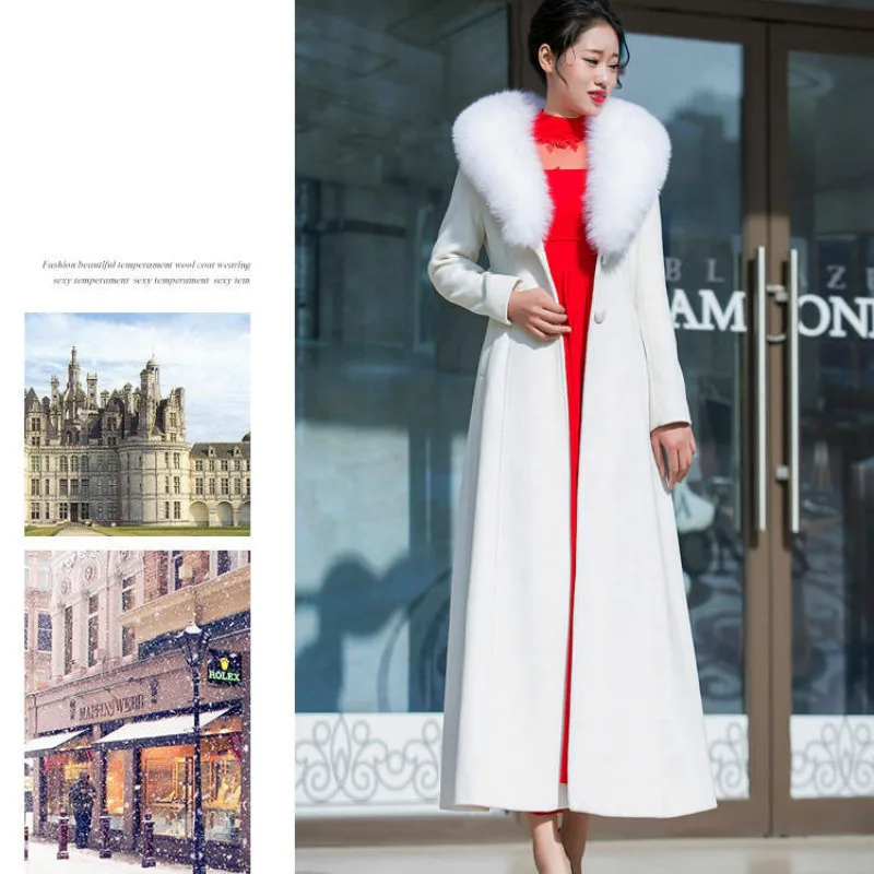 2019 корейская версия осенне-зимнего нового длинного шерстяного пальто женское из