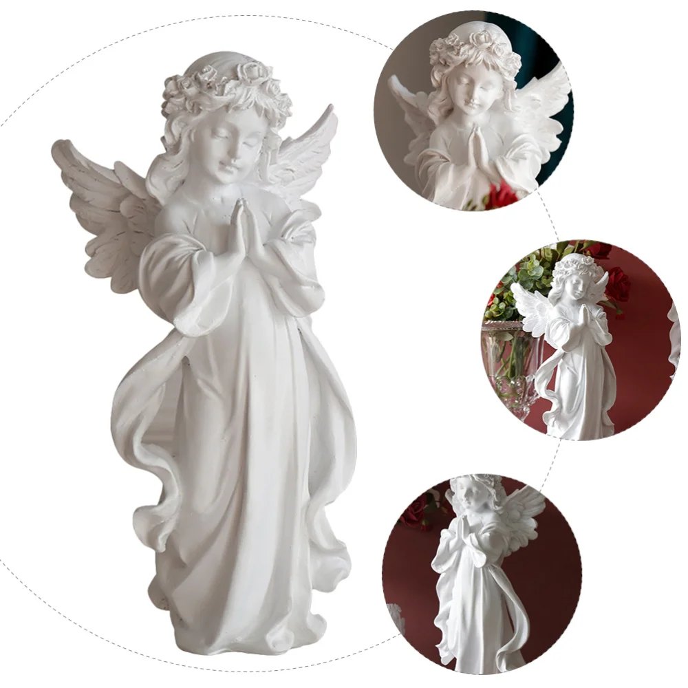 

1 Pc Exquisite Statue Ornament Angel Sculpture Simple Desktop Decoration (White)