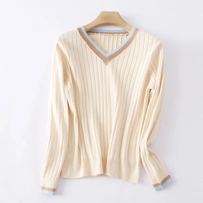 Высококачественный Женский кашемировый свитер с длинными рукавами и V-образным