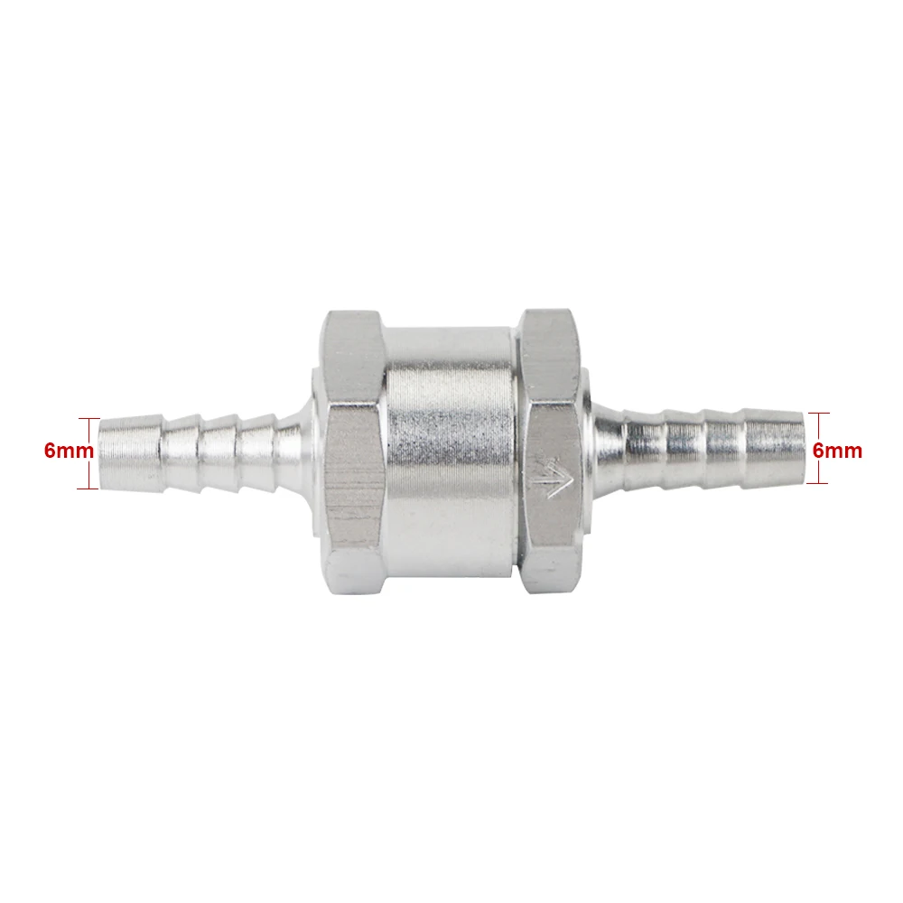 

H2CNC 6MM 1/4" One Way Aluminium Non Return Check Valve Petrol Diesel Oil Water For Carburetors And Low Pressure Fuel Systems