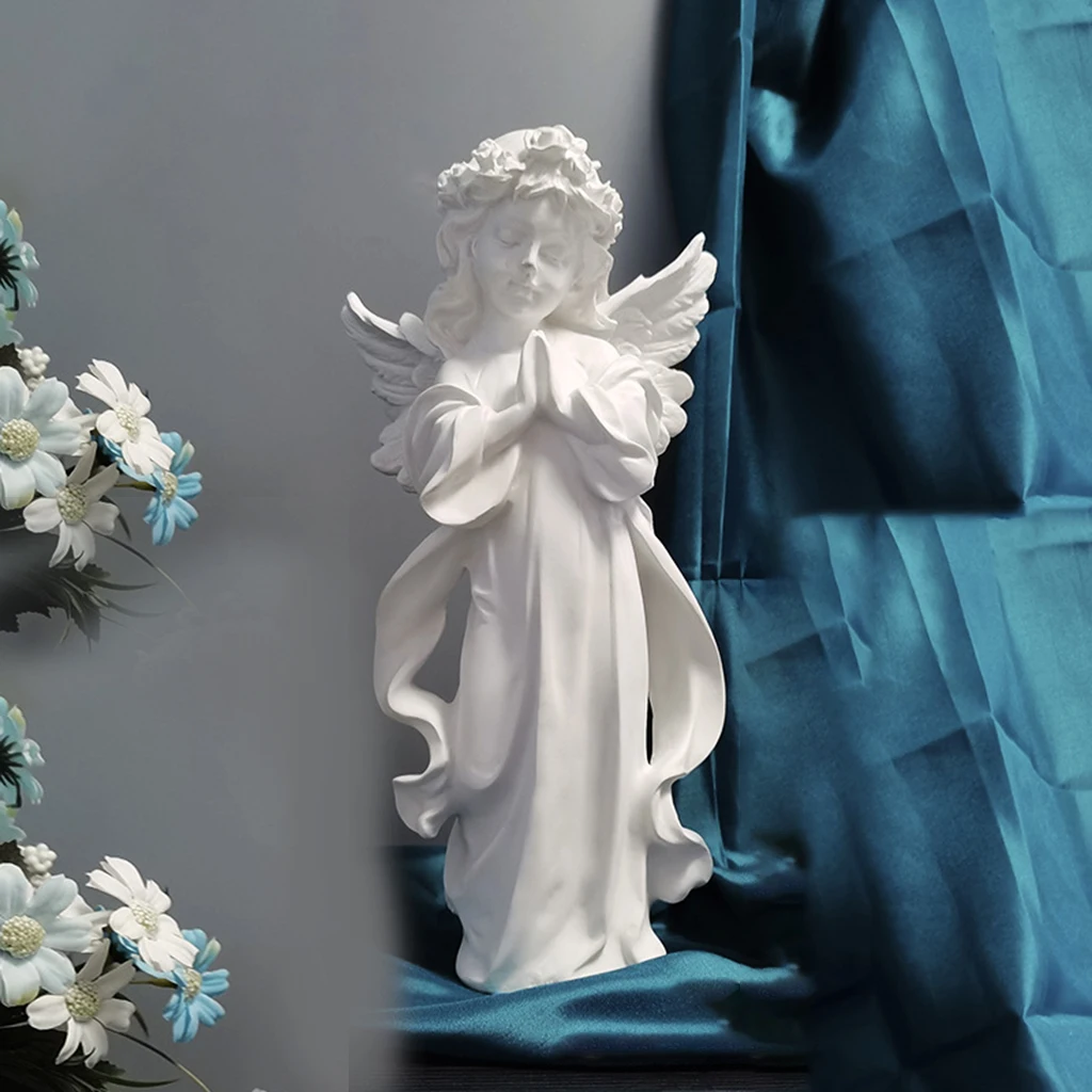 

Nordic Style Angel Statue Crafts Ornaments Praying Cherub Figurine Sculpture Office Garden Indoor Collectible Decors