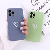 love heart liquid silicone protective phone case for iphone 11 12 pro max mini x xr xs 7 8 plus shockproof soft back cover shell
