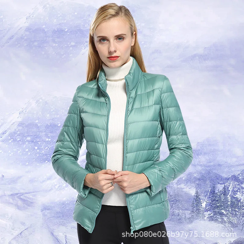 

Down jacket women's sports lightweight women's short casual coat stand collar thin breathable couple down jacket
