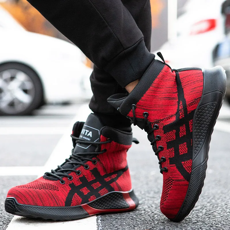 

Anti-Puncture Work Safety Shoes for Men Footwear Breathable Mesh Sneakers Steel Toe Protective Work Boots Male Shoes Outdoor