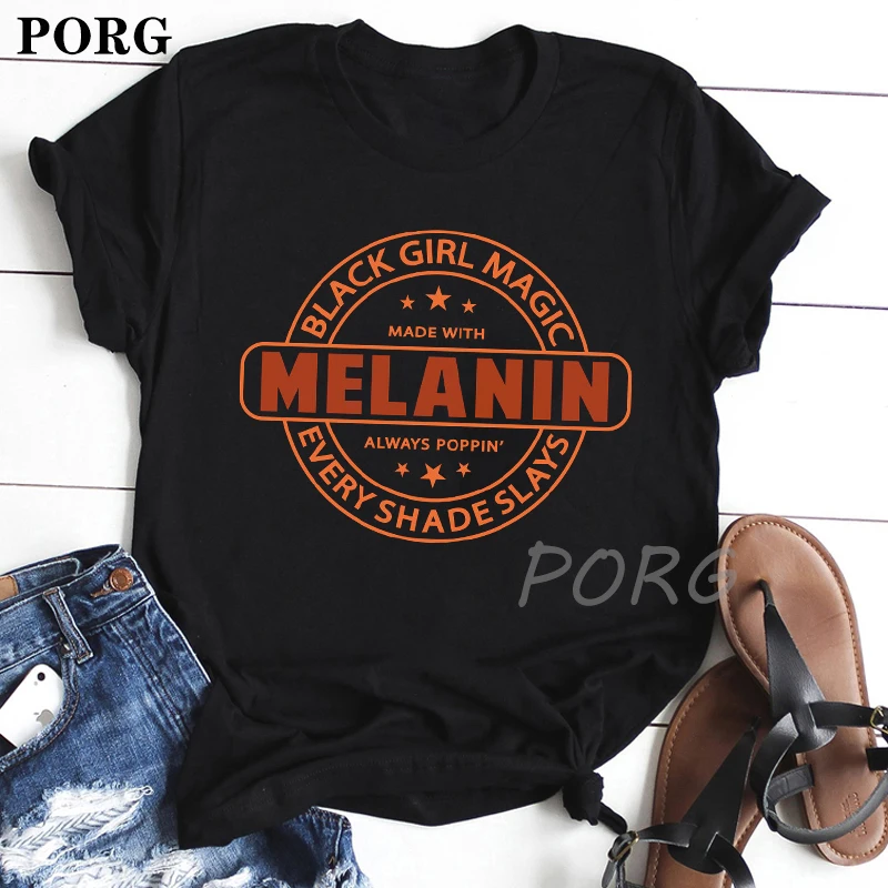 

Melanin Definition Meaning African American Black Pride Women T Shirt White Female Vogue T Shirt Hipster Letters Streetwear