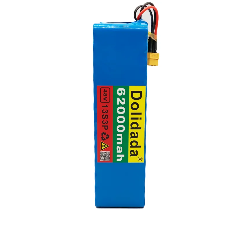 

2021 new 13s3p XT60 48V 62000mah 1000W Li ion battery pack for 54.6V electric bicycle scooter with BMS + charger