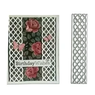 Прямоугольные металлические Вырубные штампы, веерообразные сетчатые тиснения, рукописный шрифт, изготовление открыток на день рождения, товары для творчества F19B