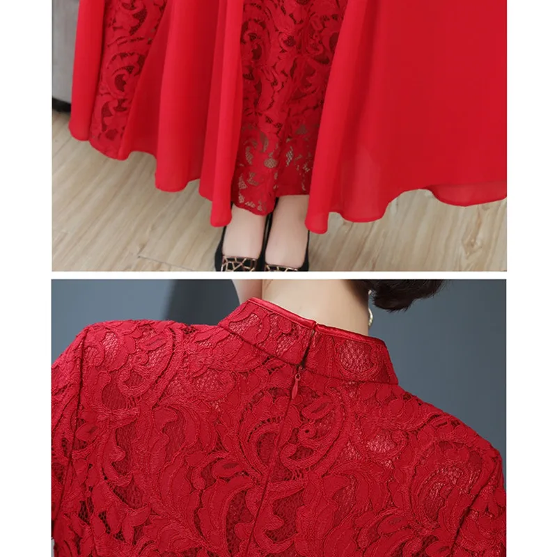 

YAGENZ Spring Autumn Dress Women Clothing Fashion Chinese style Lace Dresses Plus size Long-sleeve Dress Floral Print Dress 631