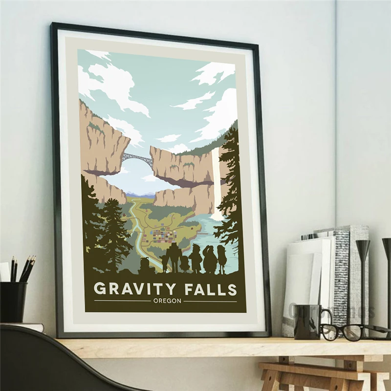 

Gravity Falls National Park Canvas Painting Hd Print Vintage Wall Art Travels Cities Retro Poster Travel Landscape Picture Decor