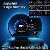 car head up head up display obd2 gps speedometer smart hud digital meter odometer safety alert water and oil temperature tpm 2