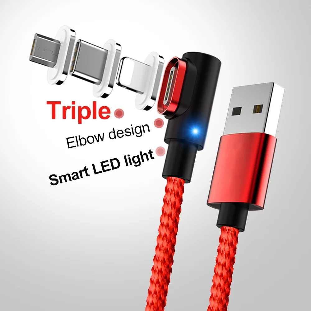 Магнитное зарядное устройство OneVan 5V 3A 90 градусов Usb кабель для быстрой зарядки Micro Usb type C шнур для зарядки iPhone 7 Xiaomi samsung телефон
