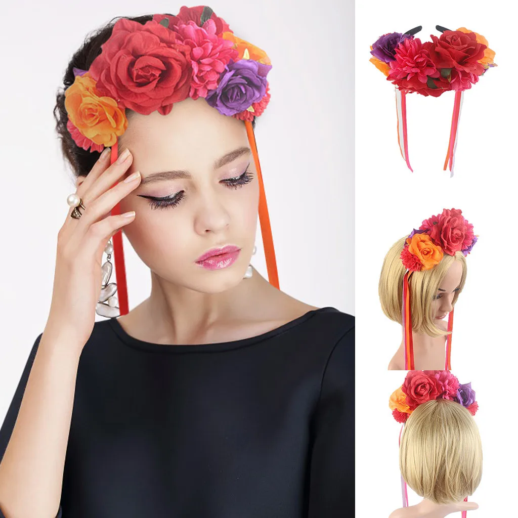 Повязки для Хэллоуина женские аксессуары волос Цветочная лента сетка нарядная