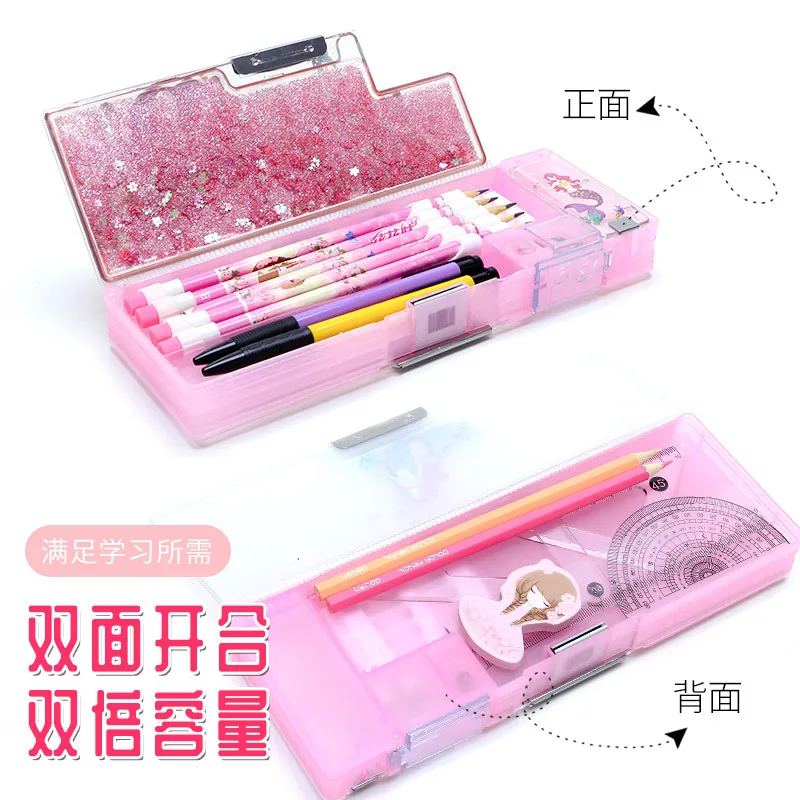 NEW 2022 Multi-function Quicksand Style Pencil Case Large-capacity Stationery Box Creative School Supplies Cute Kawaii Pen | Канцтовары