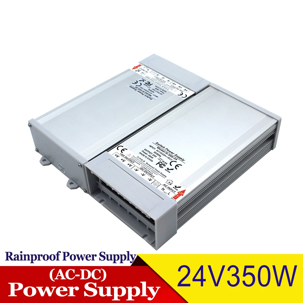 Переменный источник питания DC 24V мощностью 350 Вт, водонепроницаемый драйвер трансформатора 220 В/110 В AC DC24V, наружный источник бесперебойного питания для светодиодных модулей и освещения.