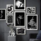 Модный плакат, настенный Рисунок, черно-белый холст, картина с изображением музыкальной женщины для гостиной, винтажный Модный домашний декор