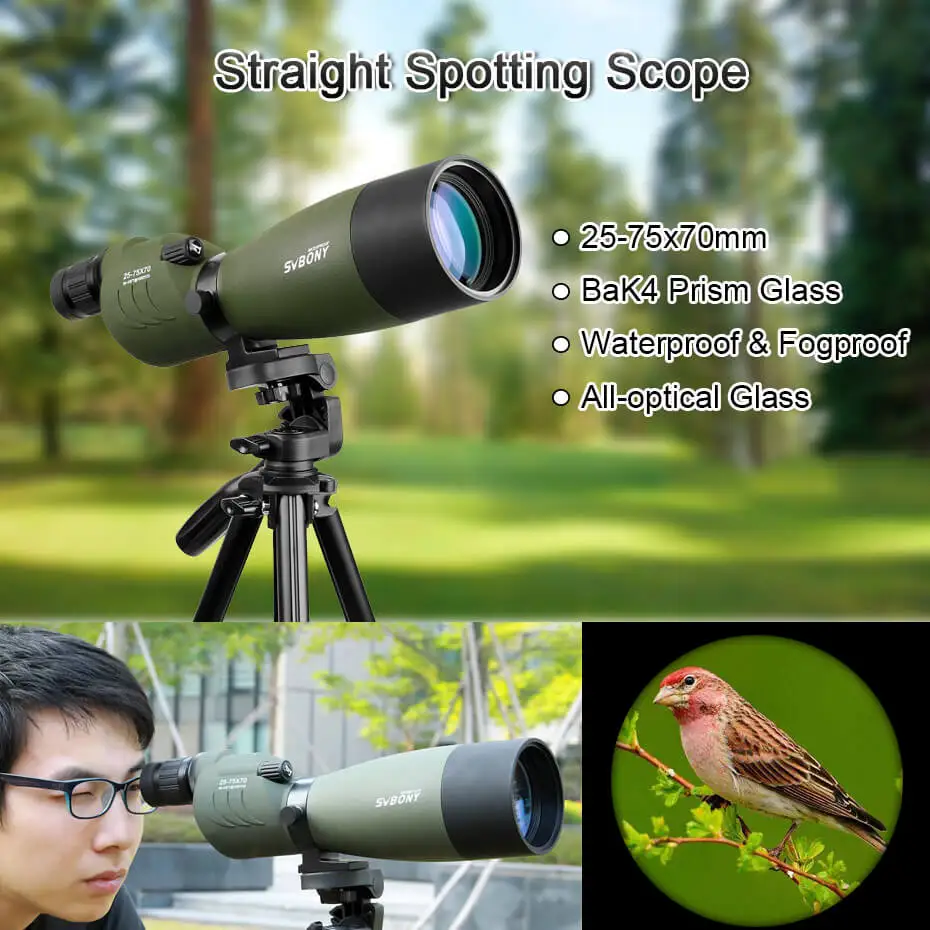 SVBONY 25-75x70mm с фокусирующей оптикой для наблюдения точечных целей SV17 BAK4 Водонепроницаемый цилиндрическим хвостовиком 180 De зум телескоп для наблюдение за птицами, охота F9326G