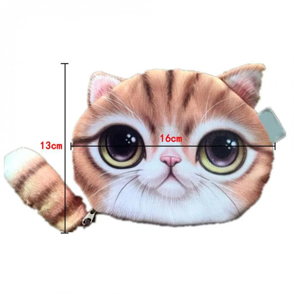 Cartoon Plush Children Gift Cat Face Tail Coin Purse Kid Wallet Bag Change Pouch Key Holder Girls Women Big Capacity Cute Zipper images - 6