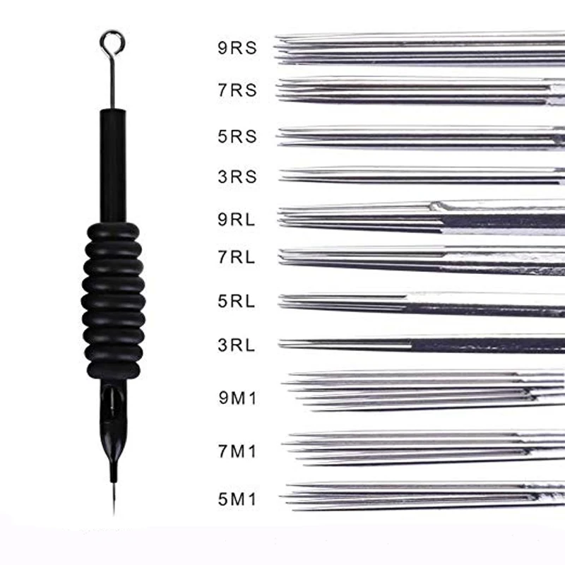 

100pcs Assorted Sterilized Tattoo Needles Mixed 10 Sizes 3RL 5RL 7RL 9RL 3RS 5RS 7RS 9RS 7M1 9M1 microblading permanent makeup