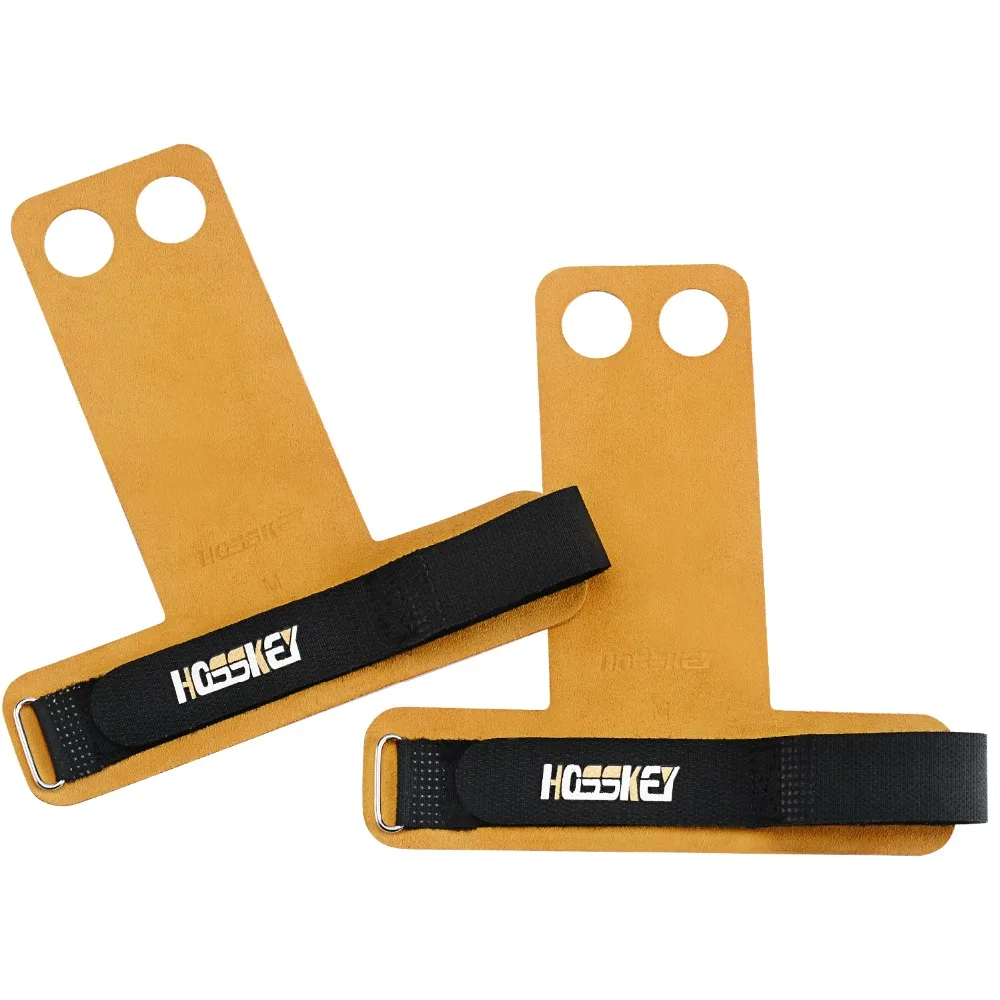 

Hosskey 2 Hole Hand Grips and Gymnastics Grips Great for Cross Training, pullups, Weight Lifting, Chin ups, Training, Exercise