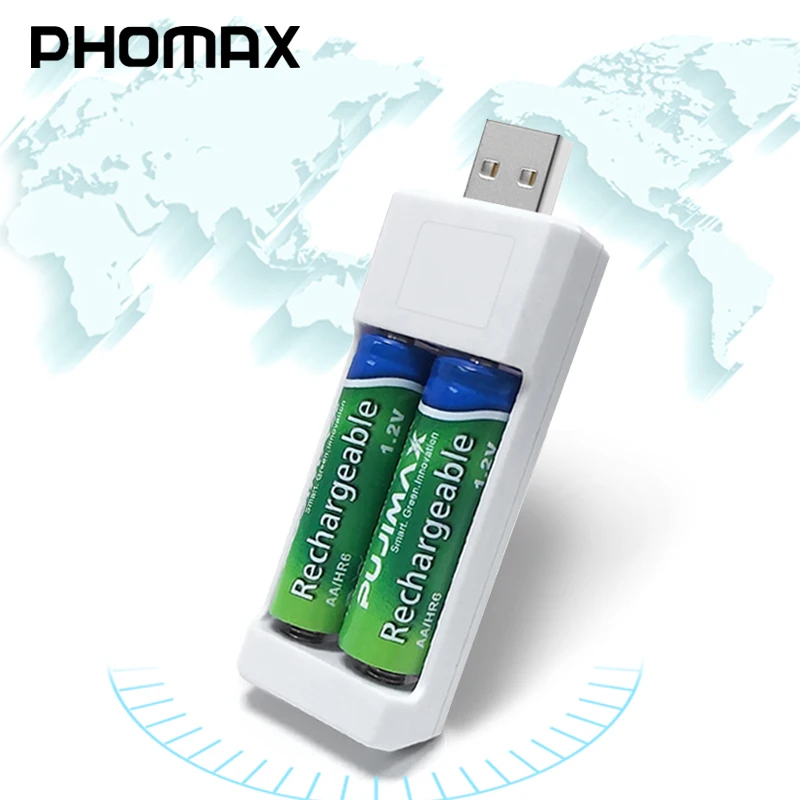 Зарядное устройство PHOMAX с двумя USB портами портативное легкое Универсальное