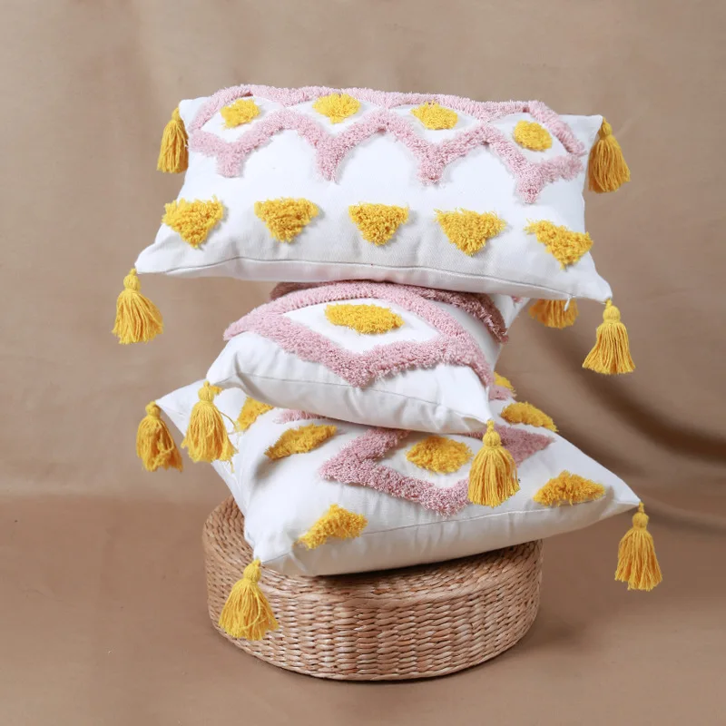 Чехол для подушки цвета слоновой кости наволочка с бахромой 45 х4 5 см/30 х50 см