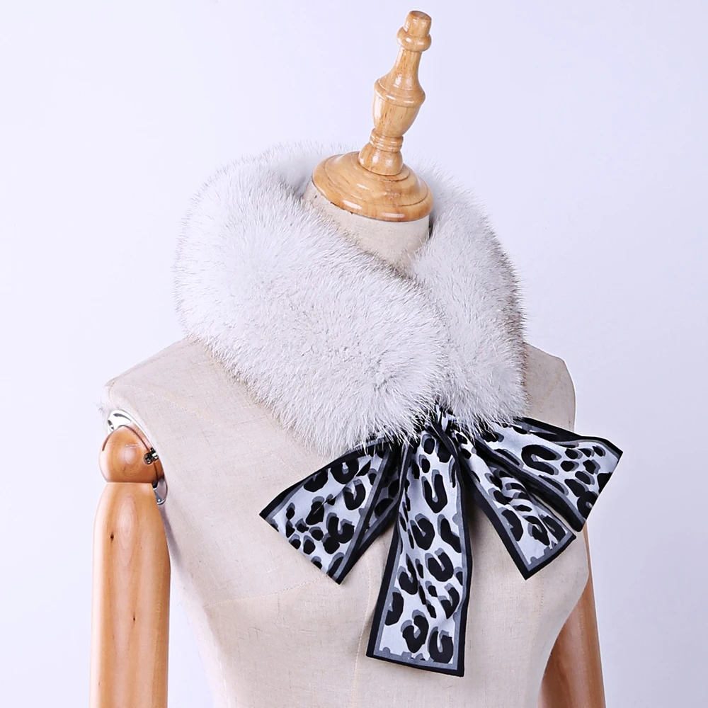 

SUPPEV&STTDIO Women's Real Fox Fur Scarf Girls Natural Fur Snood Ribbon Belt Scarves Winter Warm Neckchief Wraps Neck warmers