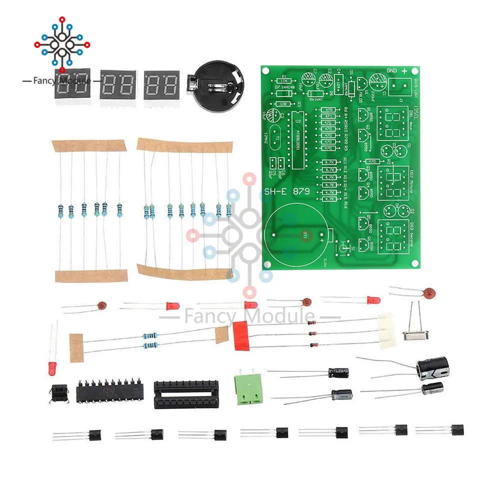 Diymore AT89C2051 электронные часы цифровые трубки светодиодный дисплей Набор DIY детали