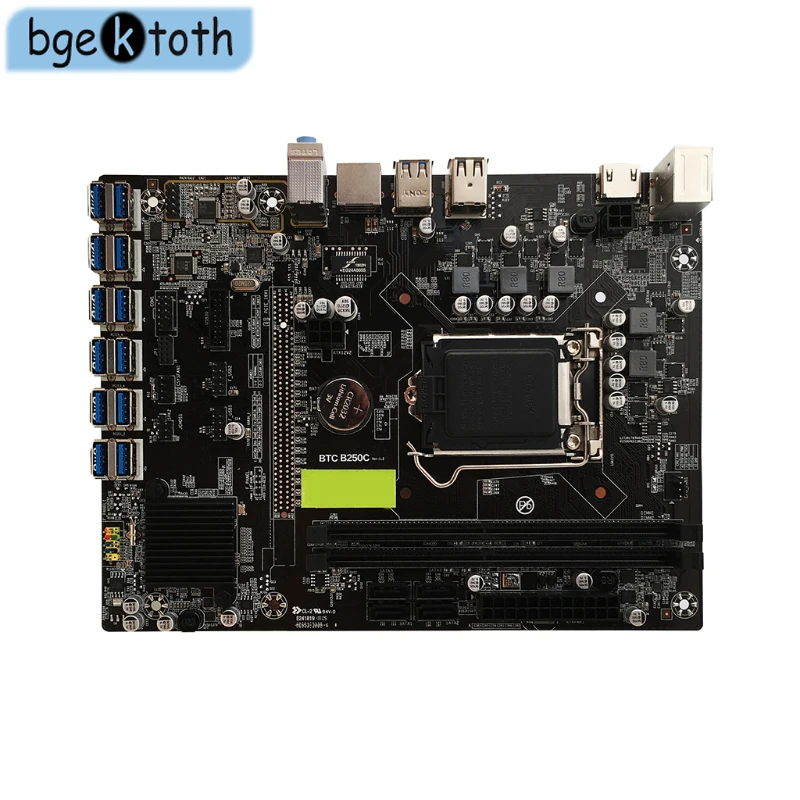 

BTC Motherboard B250C BTC CPU Miner Motherboard DDR4 12 PCI-E Graphics Card Support LGA 1151 GPU Cryptocurrency Mining