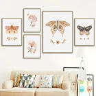 Богемный минимализм цветы бабочка пчела настенная Картина на холсте скандинавские постеры и принты настенные картины для декора детской комнаты