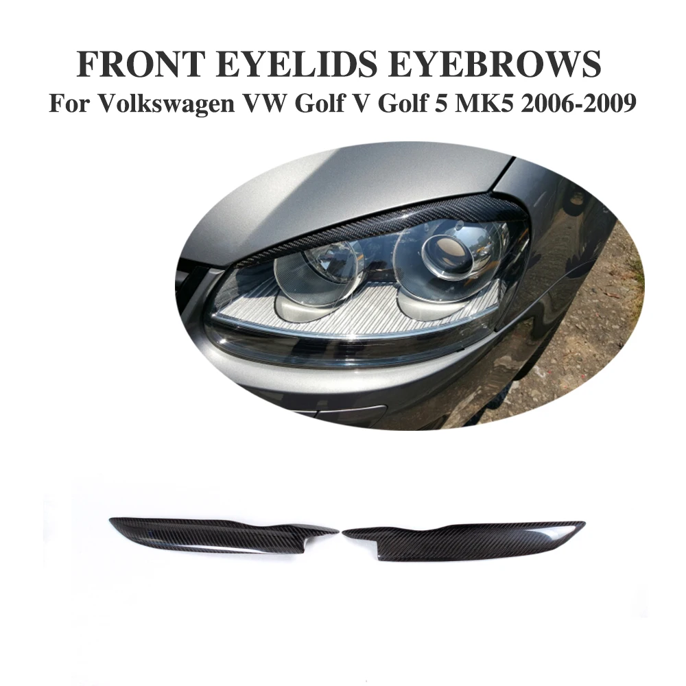 Углеродное волокно передние фары светильник веки брови Чехлы для Volkswagen VW Golf 5 V MK5