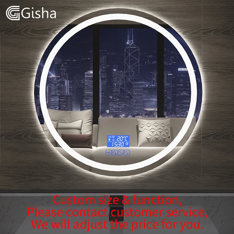 G8097 Custom Made Gisha, умное зеркало, светодиодный, зеркало для ванной комнаты, настенное, зеркало для ванной комнаты, туалетное, противотуманное зеркало с сенсорным экраном, Bluetooth G8097 - Цвет: G8097 Custom Made