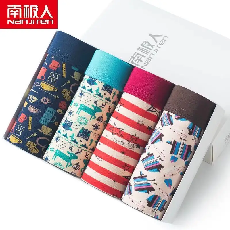 4pcs/Lot Men's Panties Male Underpants Man Pack Shorts Boxers Underwear Slip Homme Calzoncillos Bamboo Hole Large Size L--3XL