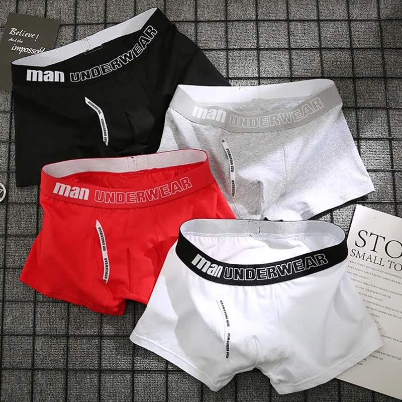 

4pcs Male Panties Cotton Men's Underwear Boxers Breathable Man Boxer Solid Underpants Comfortable Shorts men boxers underwear