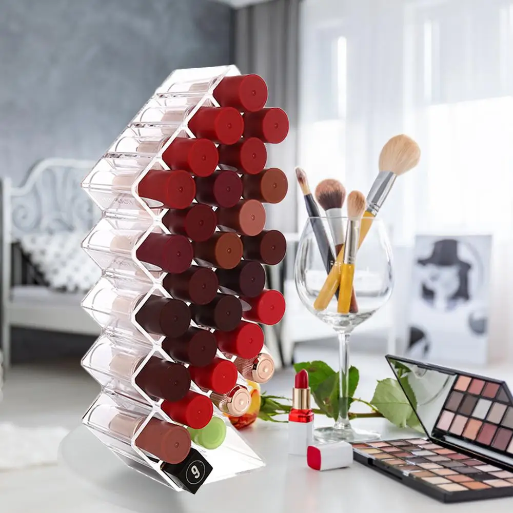 28 Grid Vertical Lipstick Storage Box Organizer Transparent Fish Shape Acrylic Lip Glaze Stand Holder | Дом и сад