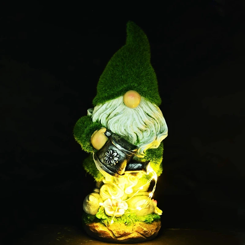 

Garden Flocking Dwarf Statue Solar, Outdoor Dwarf Statue with Solar LED Light, Suitable for Garden Decoration