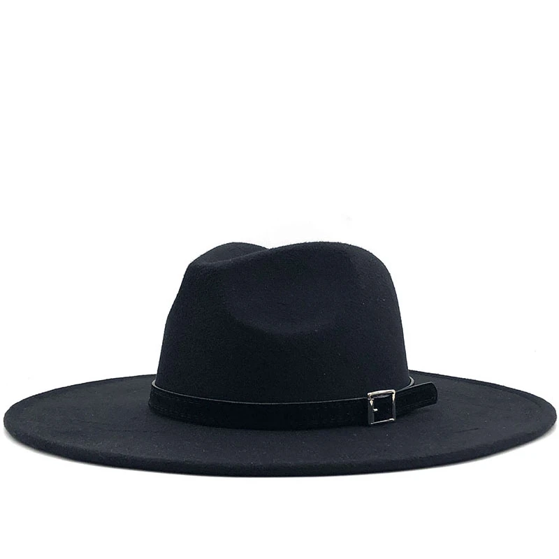 

Simple Wide Brim Simple Church Derby Top Hat Panama Solid Felt Fedoras Hat for Men Women artificial wool Blend Jazz Cap