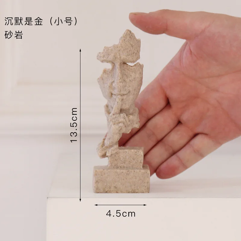 13cm mini Абстрактная скульптура, статуэтка, украшения, тишина, золото, украшение для офиса, дома, аксессуары, современное искусство, украшение из смолы, ремесло - Цвет: 13cm mini