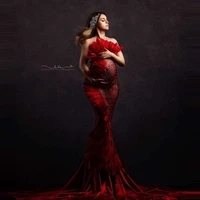 luxury beading pearls mermaid maternity dresses see thru burgundy bridal gowns exquisite feathers pregnancy dress floor length