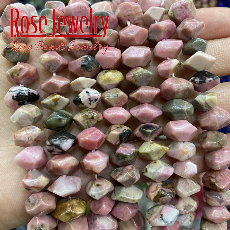 

Natural Faceted Rhodochrosite Stone Beads Irregular Special Cut Genuine Loose Beads For Jewelry Making DIY Charm Bracelet 6X11mm