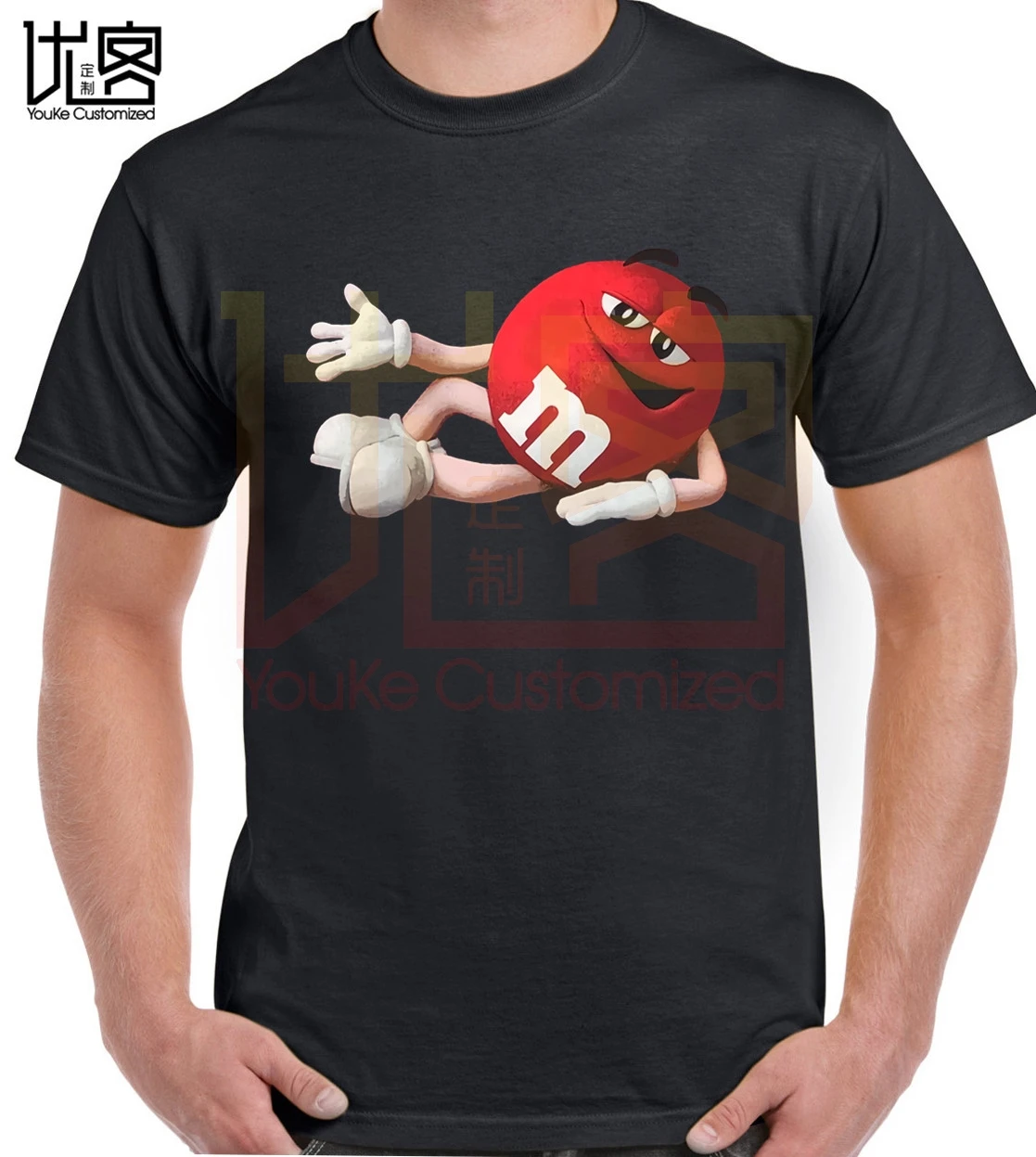 M &amp M's Chocolate Candy Red графическая футболка для мужчин и женщин 100% хлопок топы с
