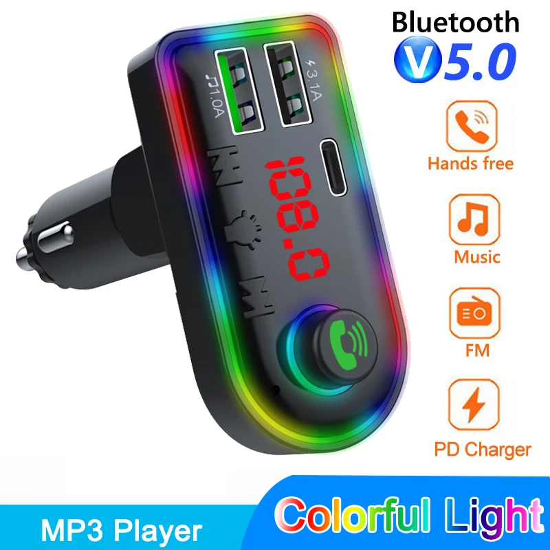 FM-передатчик Bluetooth 5 0 автомобильный комплект громкой связи стерео аудио mp3-плеер с