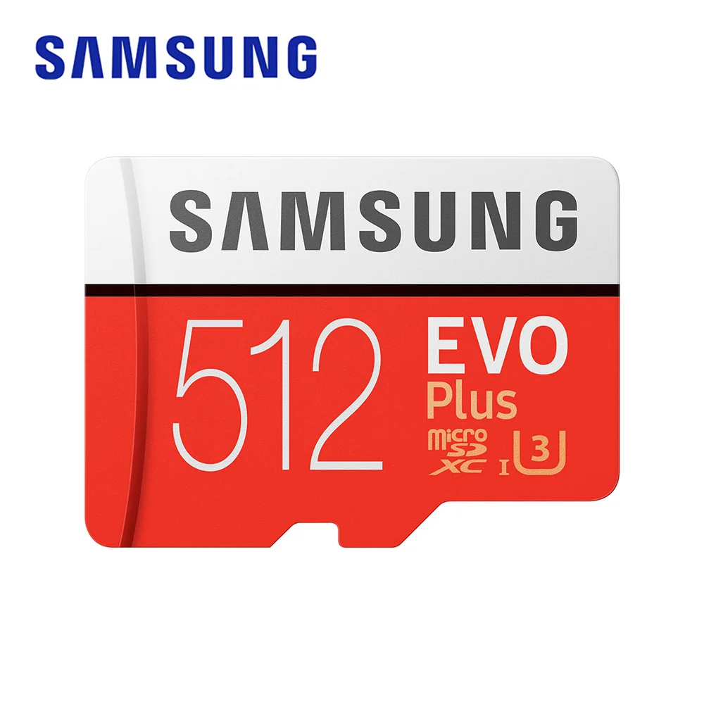 

SAMSUNG Memory Card EVO Plus 512GB 100MB/s Micro SD Card TF C10 U3 UHS-I 4K SDXC Flash Memory for Smartphone Tablet with Adapter