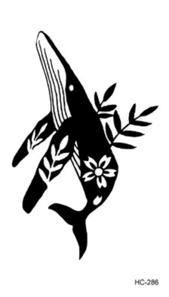 1PCS Whale Sexy Women Girl Temporary Tattoo Sticker Black Fox Roses Design Flower Arm Body Art Big Large Fake OP2 | Красота и
