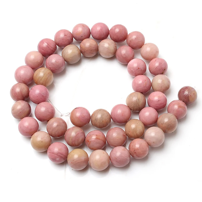 Rhodonite Натуральный круглый тигровый глаз Амазонит гранат Агаты ангелит кварц Лава бусины для самостоятельного изготовления ювелирных изделий браслет аксессуары 15'' - Цвет: Rhodonite
