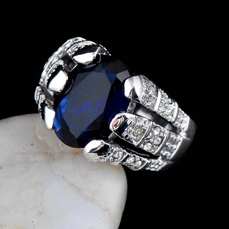 Bague Ringen, классическое Настоящее серебро, 925 кольцо с 11*14 мм овальным сапфиром, драгоценным камнем для мужчин и женщин, кольцо, подарок на свадьбу