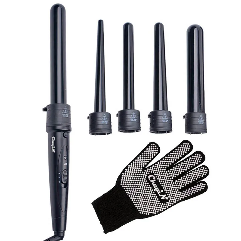 

5 in 1 Ceramic Hair Curling Iron Hair Curler 9-32mm Curling Wand Hair Curling Roller Tong Cone Waver Hair Curl Styling Tool