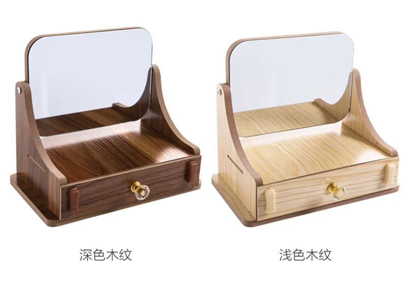 Rotating makeup mirror drawer storage Storage Box Home Drawer Mirror Dresser Container Boxes Makeup Skin Care